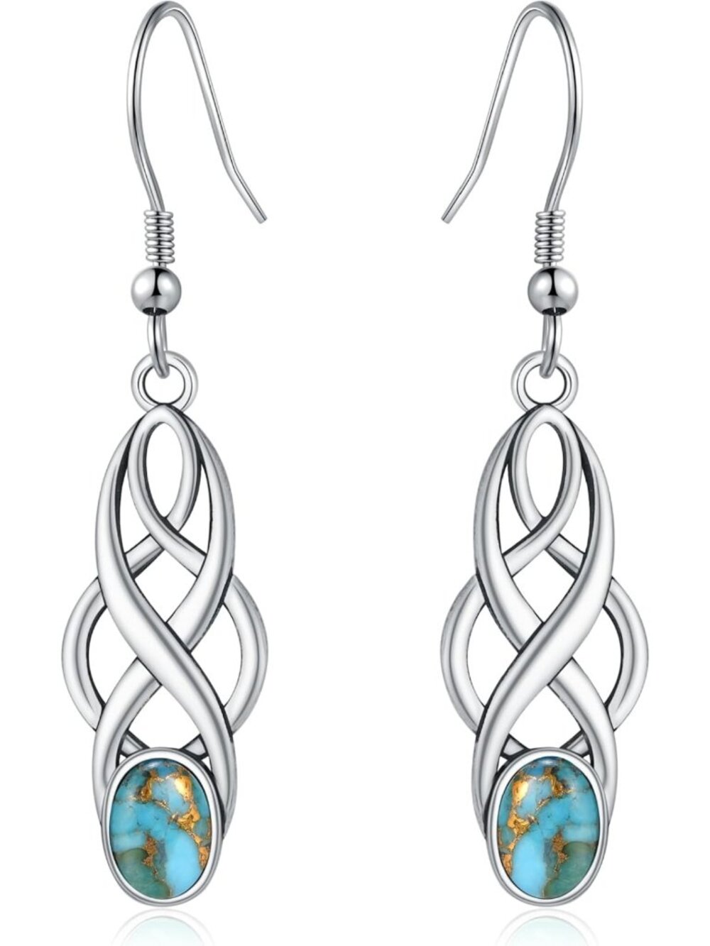 Sterling Silver Turquoise Dangle Earrings For Women